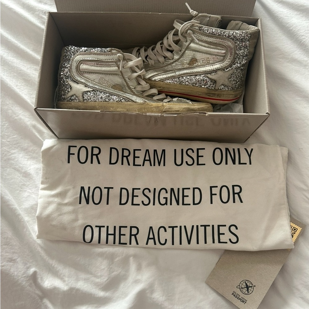 COPY - Golden Goose Silver Glitter High-Top Sneakers